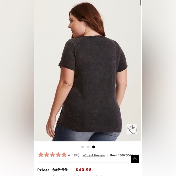 TORRID 0 Lace Up Tee Size L / 12 Skull Roses Born To Roam V Neck Moto Rock $43 - Picture 7 of 13